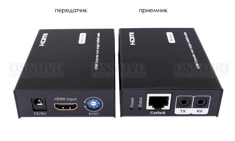 OSNOVO TA-Hi/4+RA-Hi/4 Комплект для передачи HDMI и ИК сигнала управления по одному кабелю витой пары CAT5e/6 до 50м OSNOVO TA-Hi/4+RA-Hi/4 Комплект для передачи HDMI и ИК сигнала управления по одному кабелю витой пары CAT5e/6 до 50м