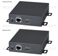 HE20E Комплект (передатчик и приемник) для передачи HDMI, сигналов ИК (30-60кГц) и RS232 по одному кабелю витой пары (от CAT5e) до 100м (HDBaseT 2.0)