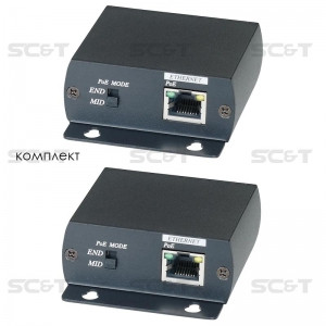 IP01P Комплект (передатчик + приёмник) для передачи сигнала Ethernet и питания (PoE) по коаксиальному кабелю RG6 до 300м IP01P Комплект (передатчик + приёмник) для передачи сигнала Ethernet и питания (PoE) по коаксиальному кабелю RG6 до 300м