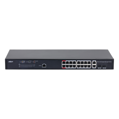 DH-PFS4218-16GT-230 16-портовый гигабитный управляемый коммутатор с PoE, уровень L2 DH-PFS4218-16GT-230 16-портовый гигабитный управляемый коммутатор с PoE, уровень L2