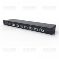 OSNOVO SP-IP8/1000PR 1U устройство грозозащиты для локальной вычислительной сети на 8 портов (скорость до 1000 Мб/с) с защитой линий PoE (af/at, методы A + B, контакты 1/2, 3/6, 4/5, 7/8)