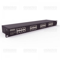 OSNOVO SP-IP16/1000PR 1U устройство грозозащиты для локальной вычислительной сети на 16 портов(скорость до 1000 Мб/с) с защитой линий PoE (af/at, методы A + B, контакты 1/2, 3/6, 4/5, 7/8)
