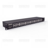 OSNOVO SP-IP24/1000PR 1U устройство грозозащиты для локальной вычислительной сети на 24 порта (скорость до 1000 Мб/с) с защитой линий PoE (af/at, методы A + B, контакты 1/2, 3/6, 4/5, 7/8)